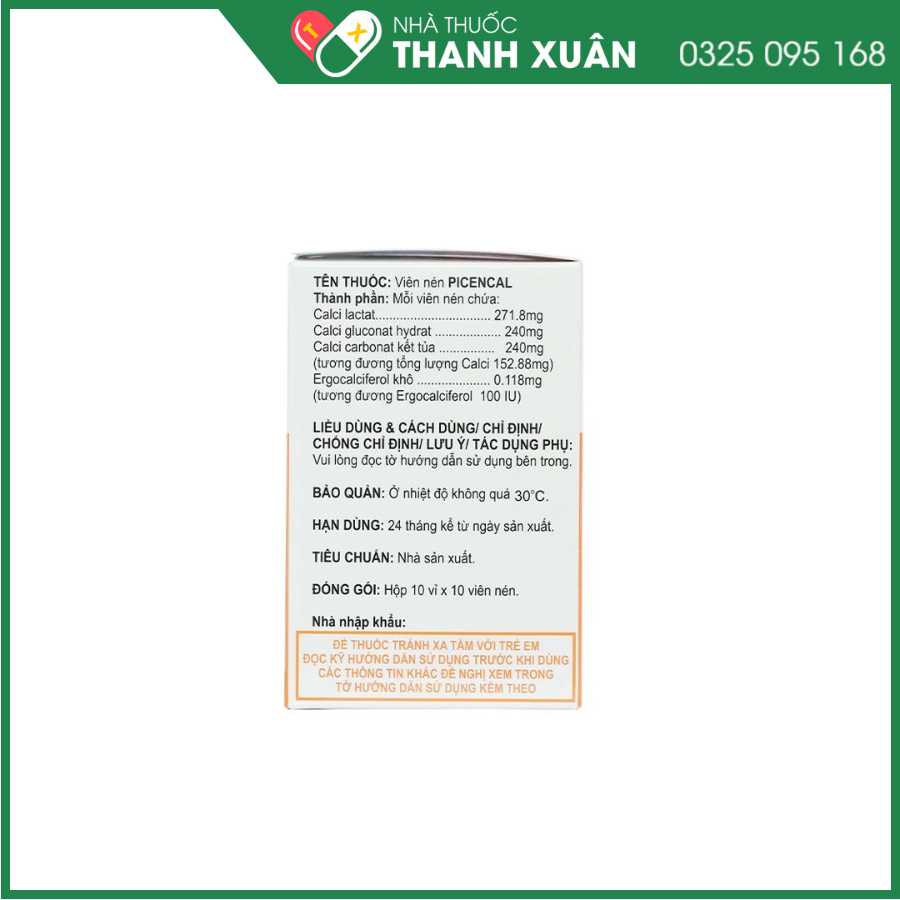 Picencal phòng và điều trị bệnh loãng xương, nguyễn xương, còi xương